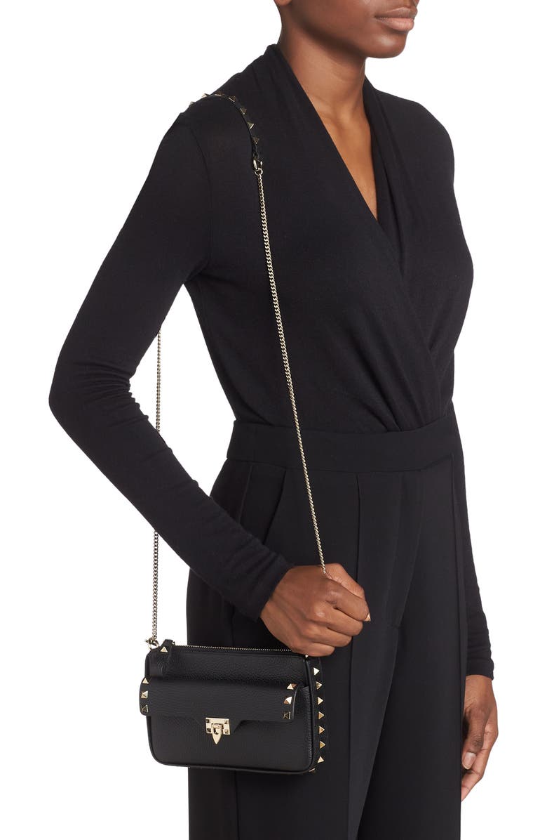 Valentino Garavani Rockstud Leather Pouch Shoulder Bag, Alternate, color,