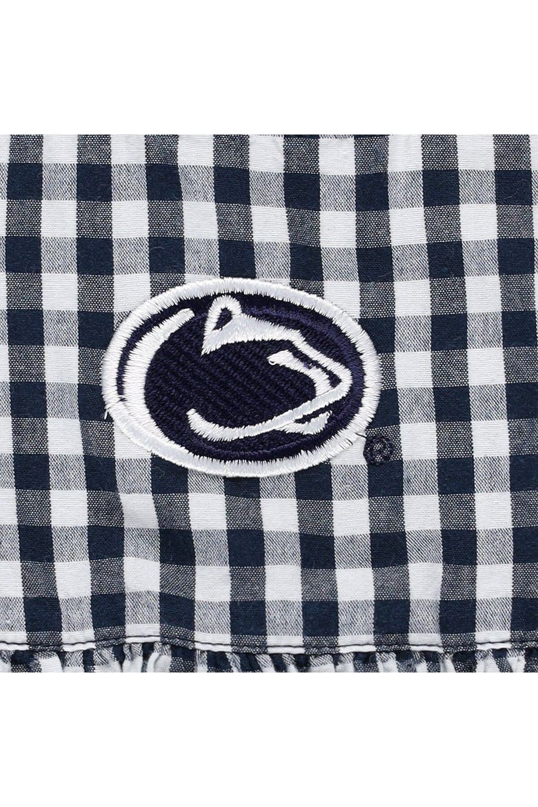 Girls Infant Garb Navy Penn State Nittany Lions Cara Woven Gingham Ruffled Bodysuit, Alternate, color, Navy