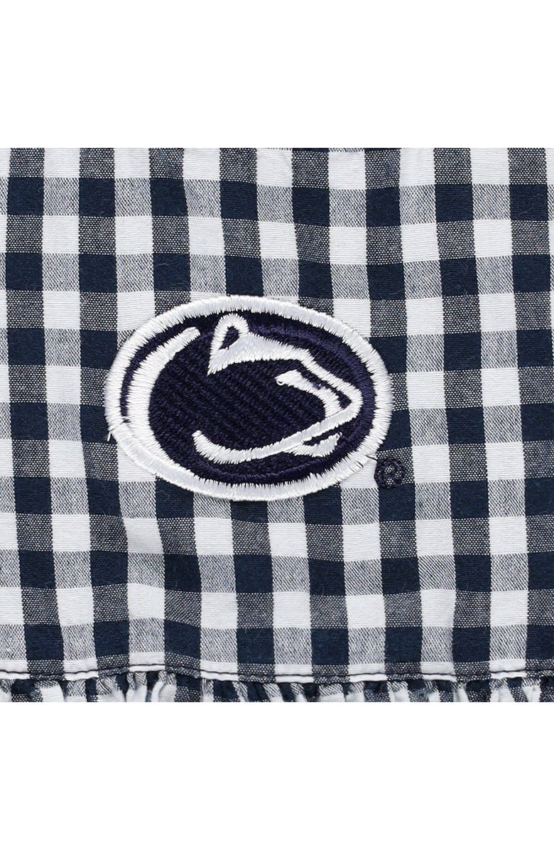 GARB Girls Infant Garb Navy Penn State Nittany Lions Cara Woven Gingham Ruffled Bodysuit, Alternate, color,