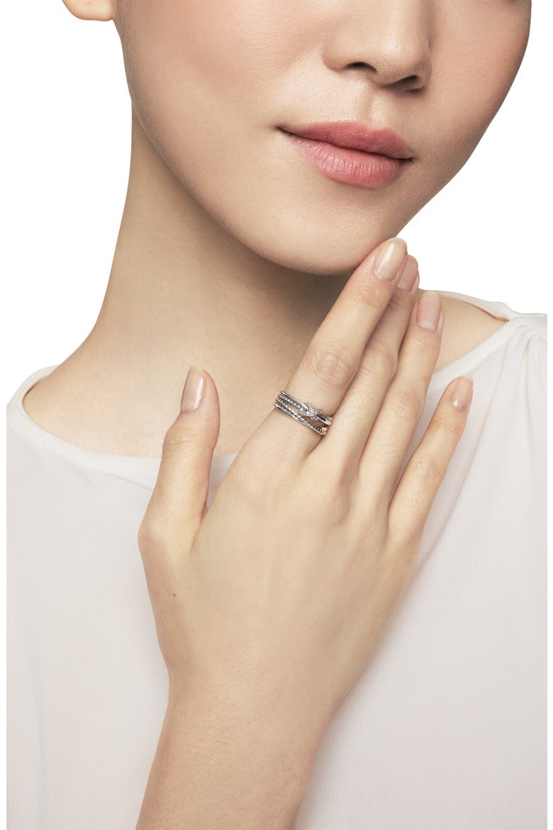 X Crossover Ring with Diamonds, Alternate, color, DIAMOND