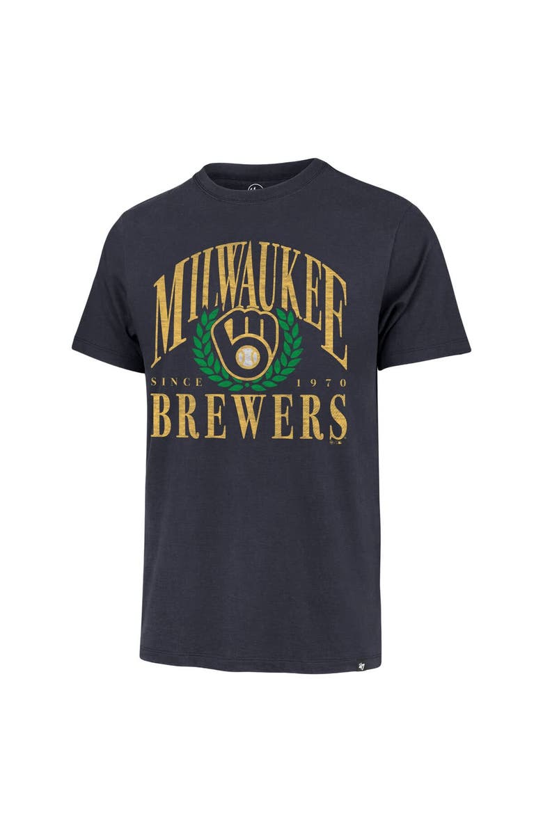 '47 Men's '47 Navy Milwaukee Brewers Pitchout Franklin T-Shirt, Alternate, color, 