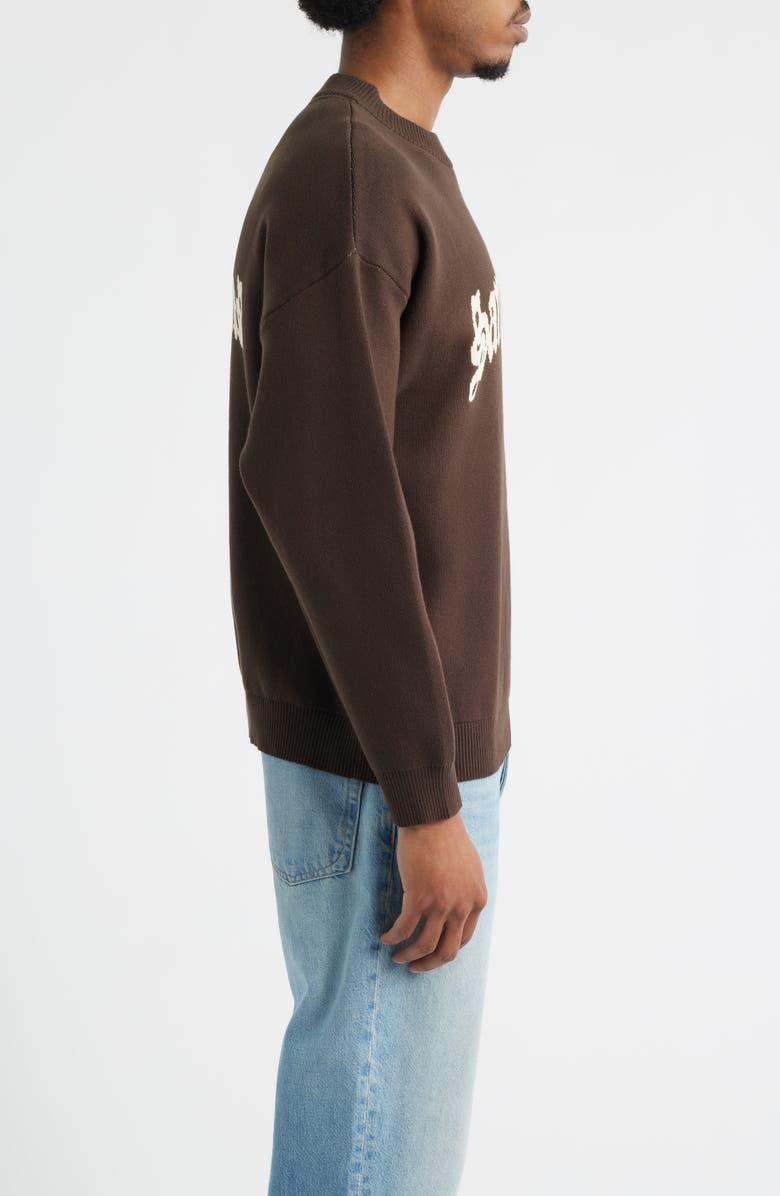 SANTO STUDIO Santo University Graphic Knit Sweater, Alternate, color, Brown