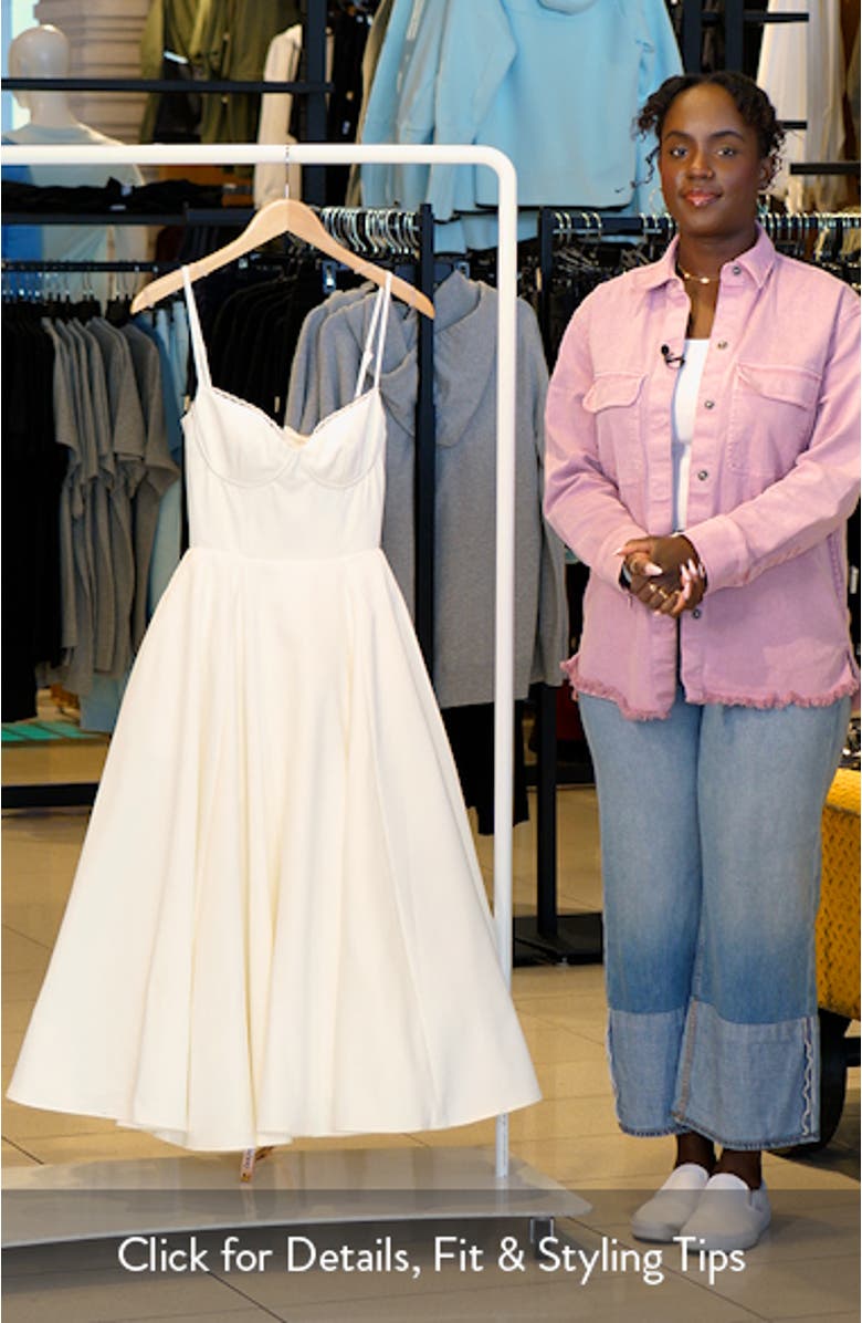 Mademoiselle Bustier Stretch Satin Midi Cocktail Dress, sales video thumbnail