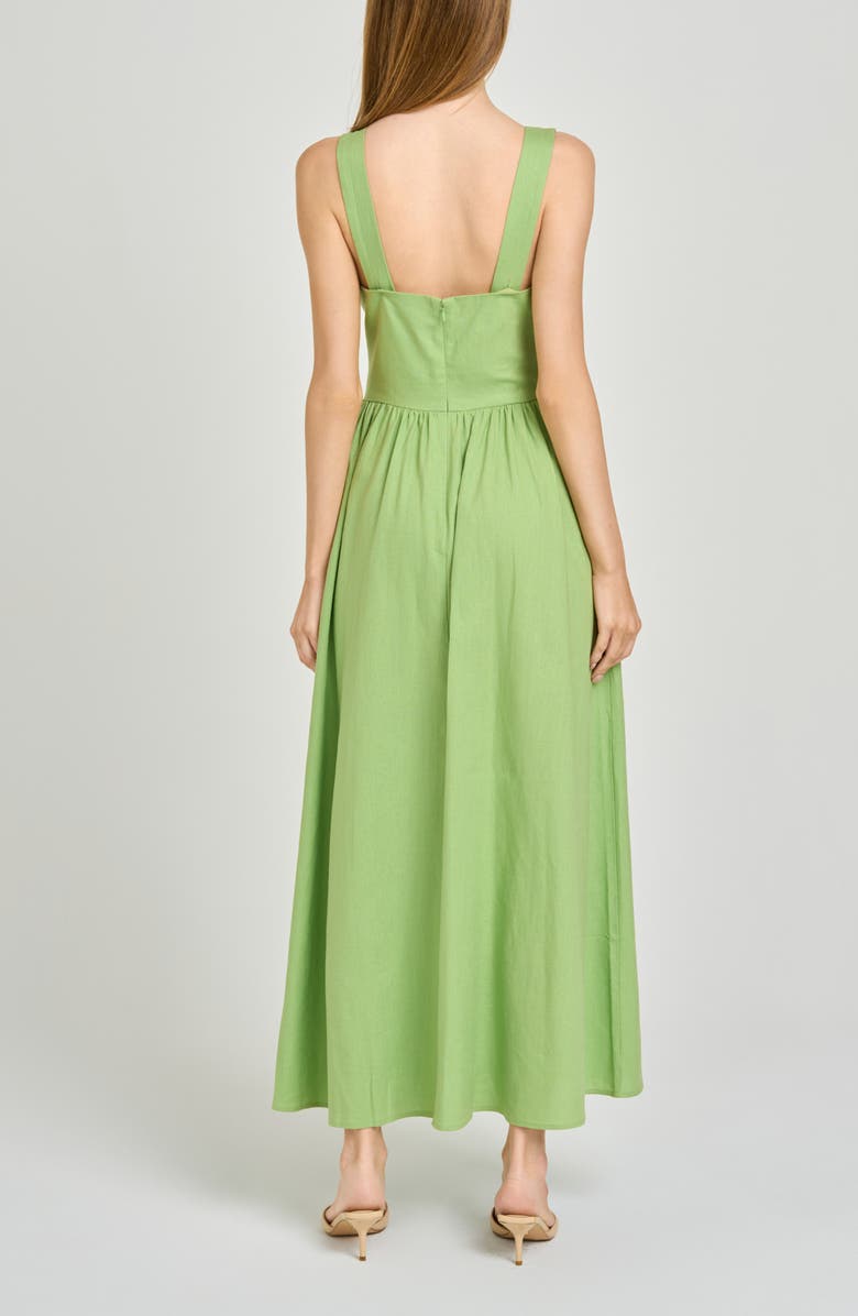WAYF Vivia Plunge Neck Drop Waist Midi Dress, Alternate, color, Pistachio
