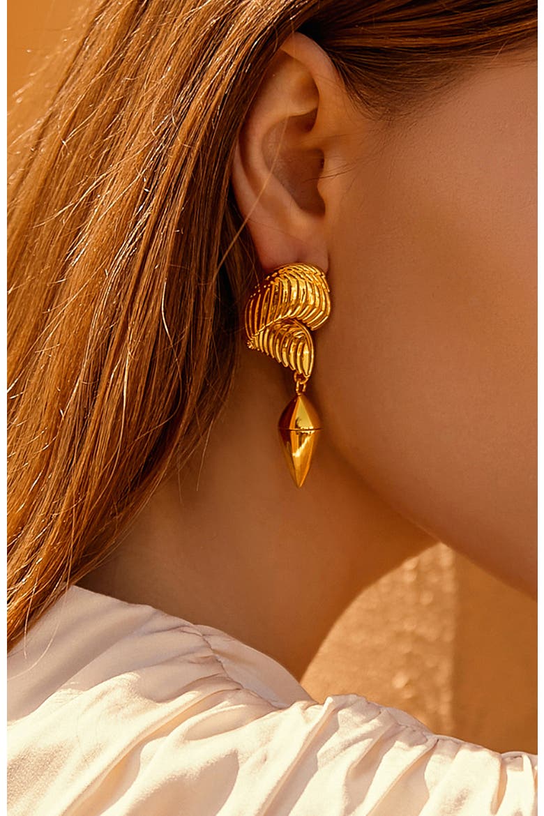 Hawk Wing Earrings, Alternate, color, Gold