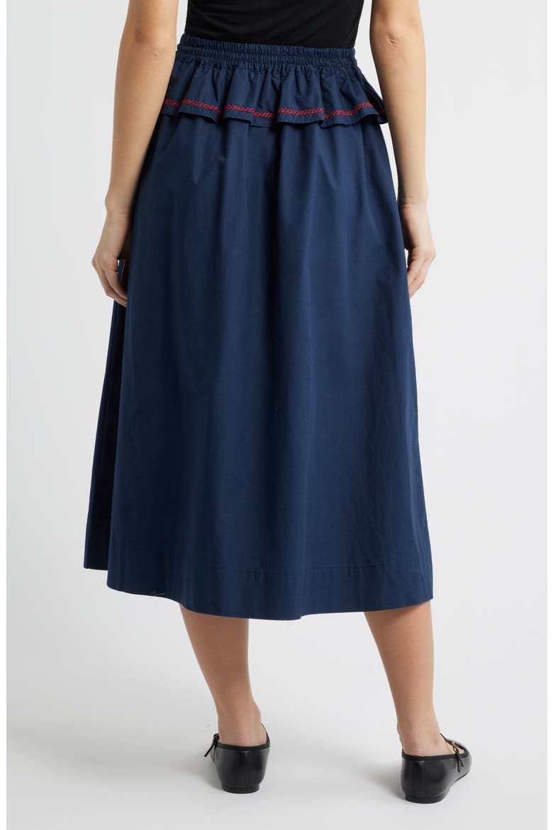 Sigrid Peplum Waist Midi Skirt, Alternate, color, NAVY