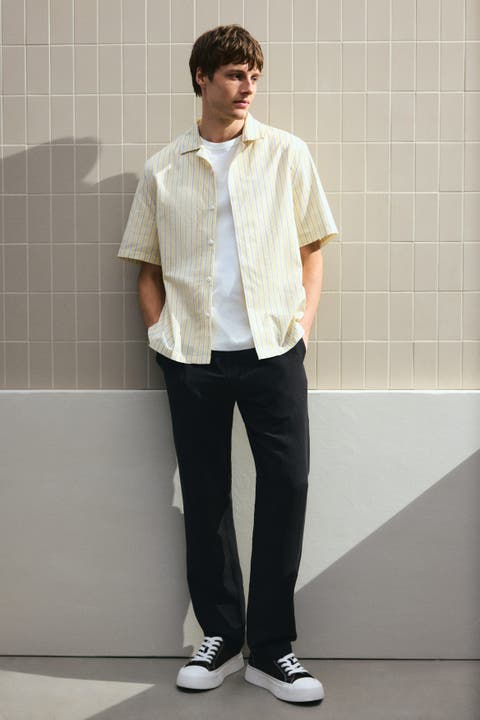Regular-fit linen-blend pants
