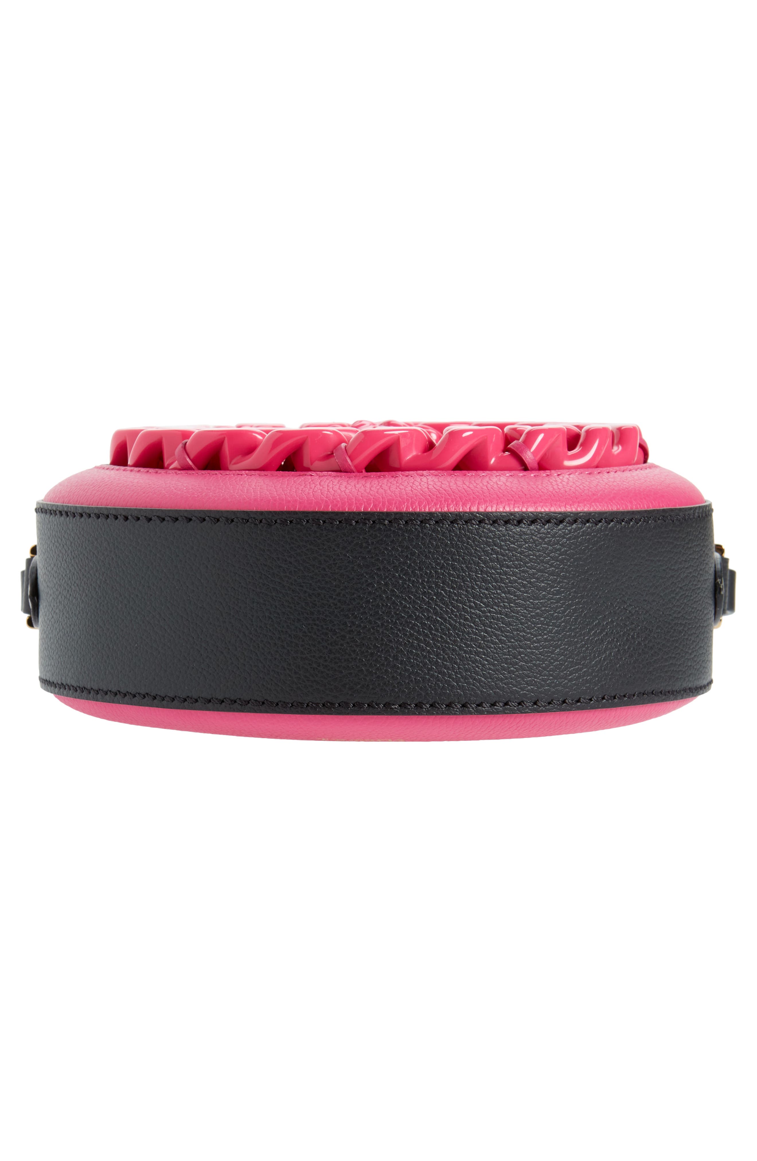 Medusa Chain Round Crossbody Camera Bag, Alternate, color, FUXIA BLACK-VERSACE GOLD