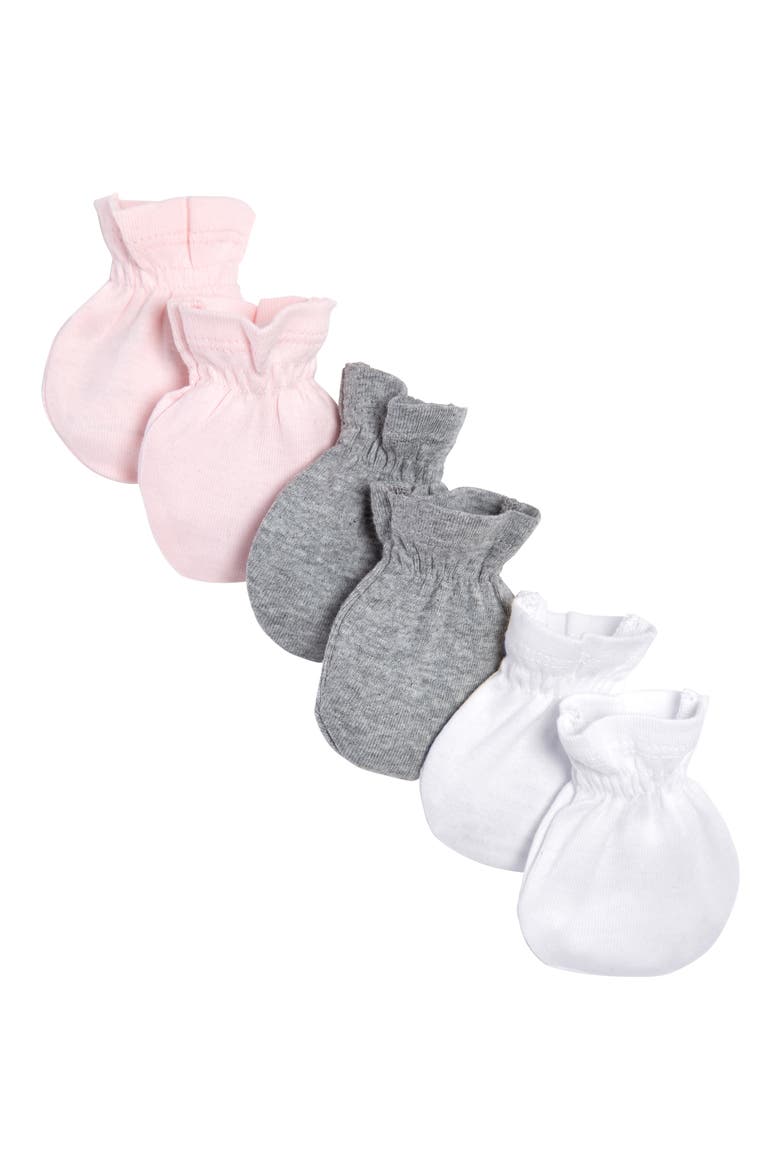 3-Pack Organic Cotton Newborn Mittens, Main, color, BLOSSOM