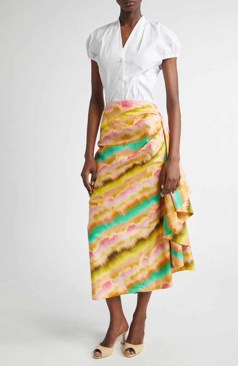 Lela Rose V-Neck Poplin Button-Up Shirt, Alternate, color, Ivory