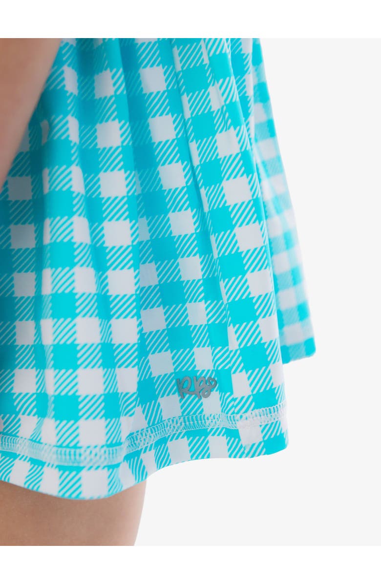 RuffleButts Girls UPF50+ Active Dress & Bike Short Set, Alternate, color, Bright Aqua Gingham
