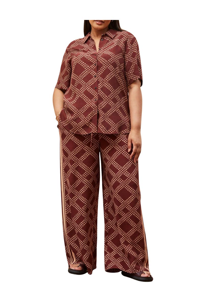 Live Unlimited Geo Print Wide Leg Trouser, Alternate, color, Brown