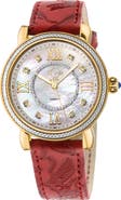 GV2 Women's Marsala Diamond Dial Leather Strap Watch, 37mm