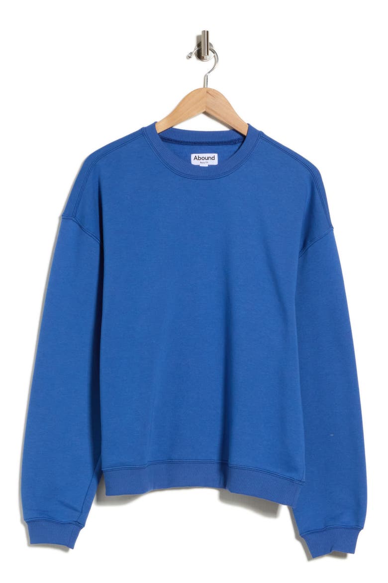 Boxy Terry Crewneck Sweatshirt, Alternate, color, BLUE NOUVEAN