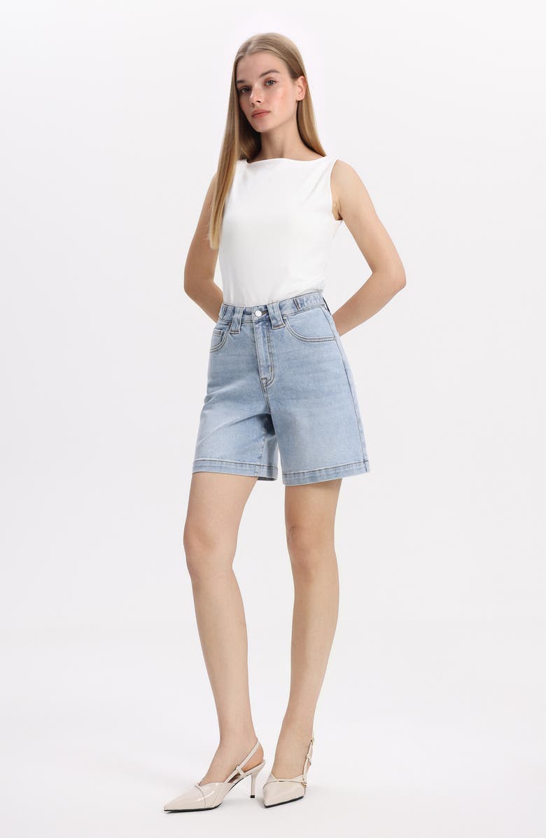 Bayeas High Waist Mid Thigh Denim Shorts, Alternate, color,