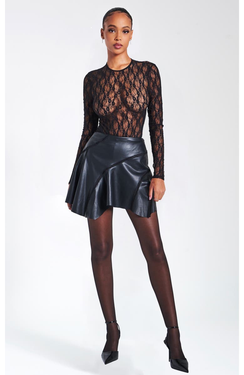 Miss Circle Mariah Vegan Leather Mini Skirt, Alternate, color, 