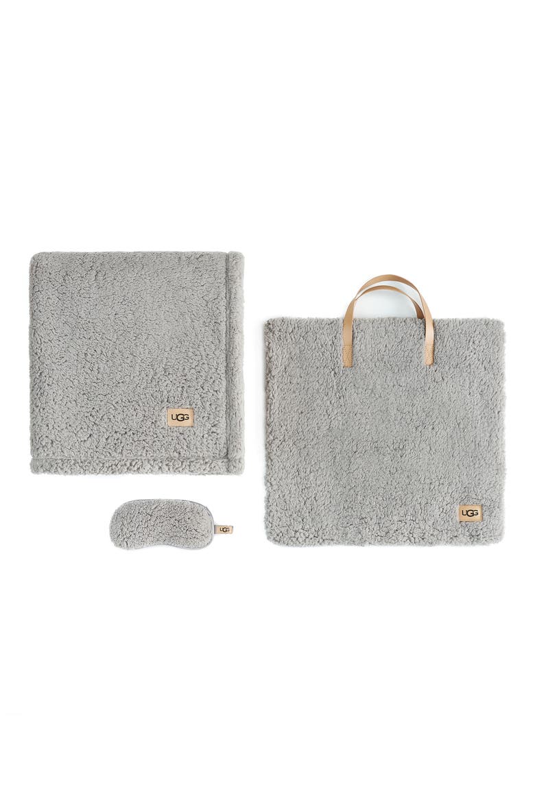 Original Faux Shearling Throw Blanket & Eye Mask Sleep Set, Alternate, color, SEAL