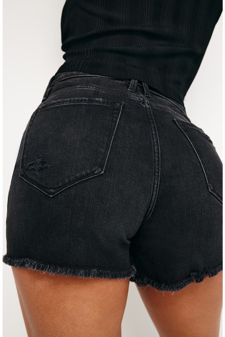 Bombshell Distressed Denim Shorts, Alternate, color, BLACK333