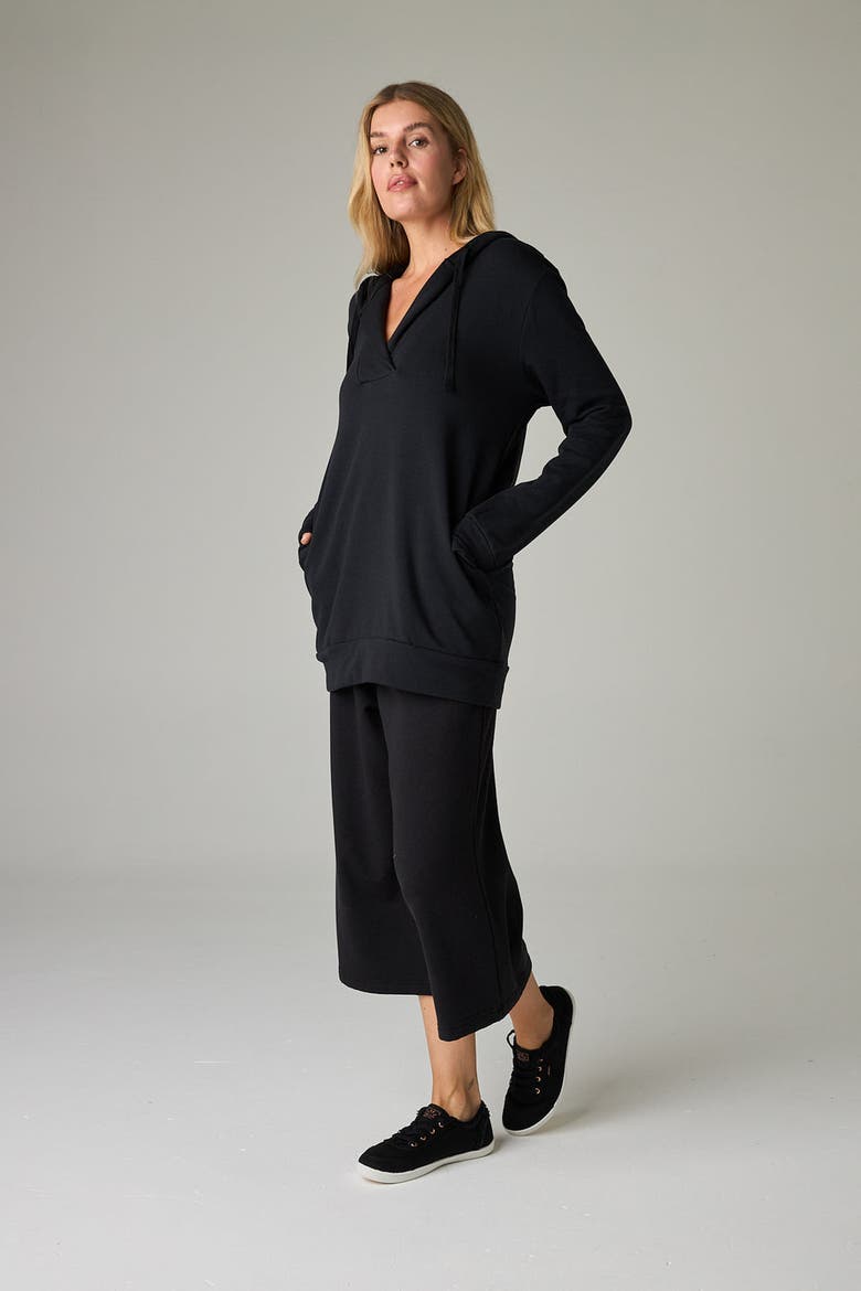 Serengeti Eco-Luxe Fleece Oversized Hoodie - Cloud-Soft Comfort, Alternate, color, Coal Black