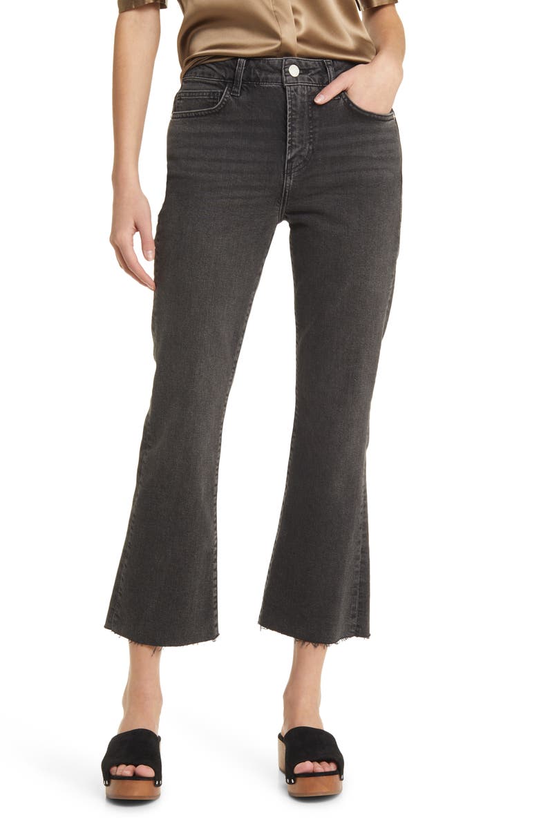 FRAME Le Crop High Waist Raw Hem Mini Bootcut Jeans, Main, color,