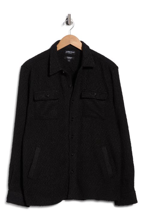 Textured Cotton Blend Shirt Jacket