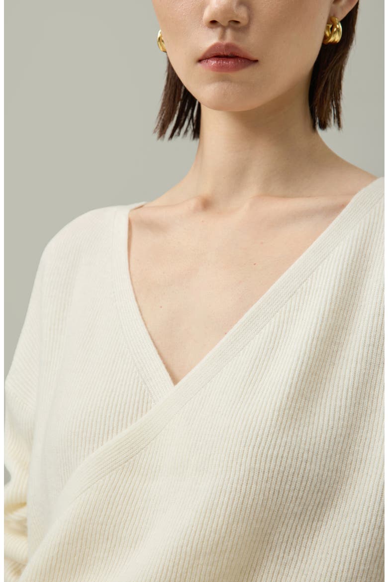 Women's Machine-Washable Wool Wrap Sweater, Alternate, color, Lily White