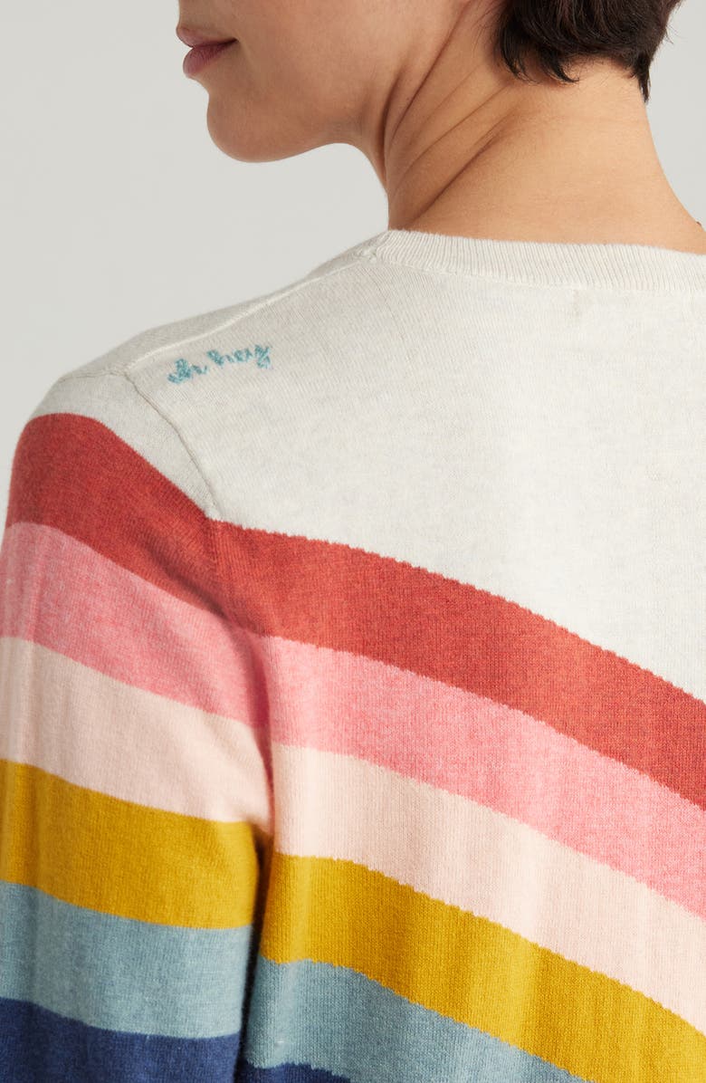 Marine Layer Icon Placed Rainbow Stripe Cotton Sweater, Alternate, color, 