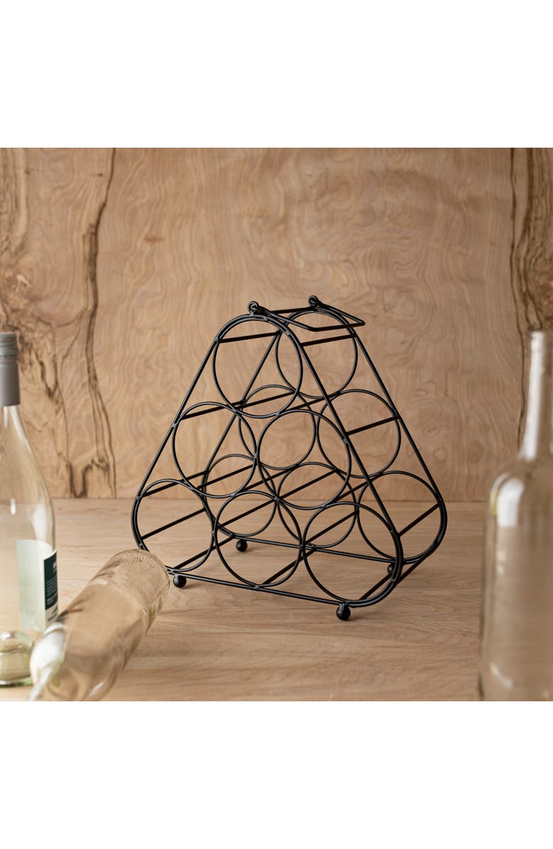 Foreside Home and Garden Six Bottle Wine Holder Black Metal, Alternate, color, Black