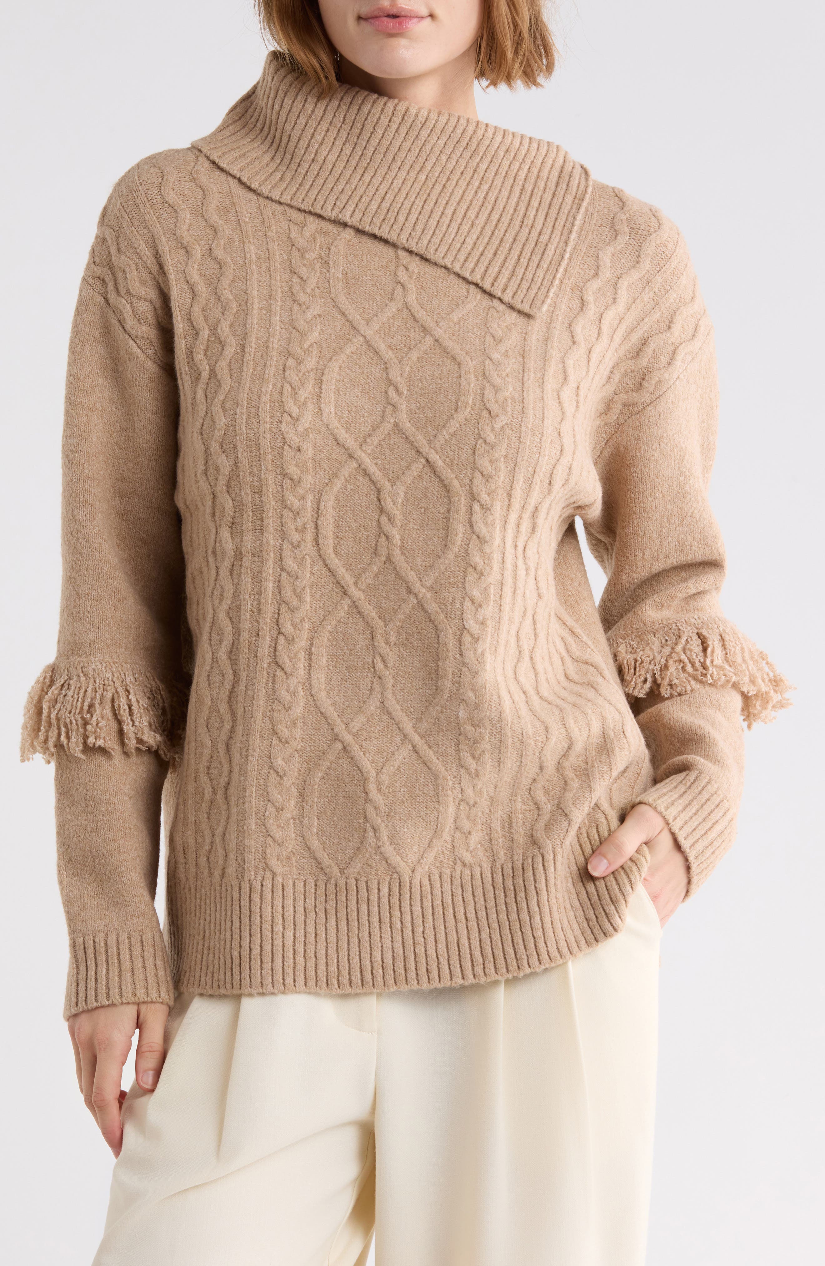 Fringe Cable Knit Sweater