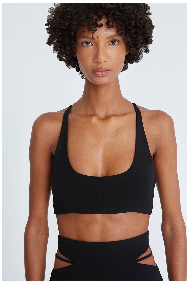 Gwen Crepe Scoop Neck Bralette, Alternate, color, Black