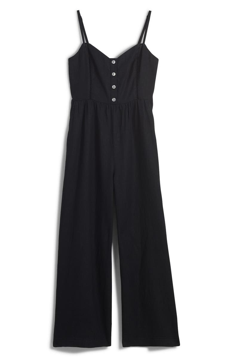 Madewell Sleeveless Wide Leg Linen Jumpsuit, Alternate, color,