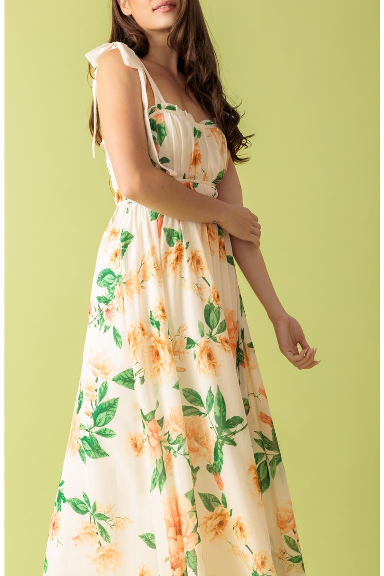 Floral Tie Strap Maxi Dress, Alternate, color, IVORY/ PEACH
