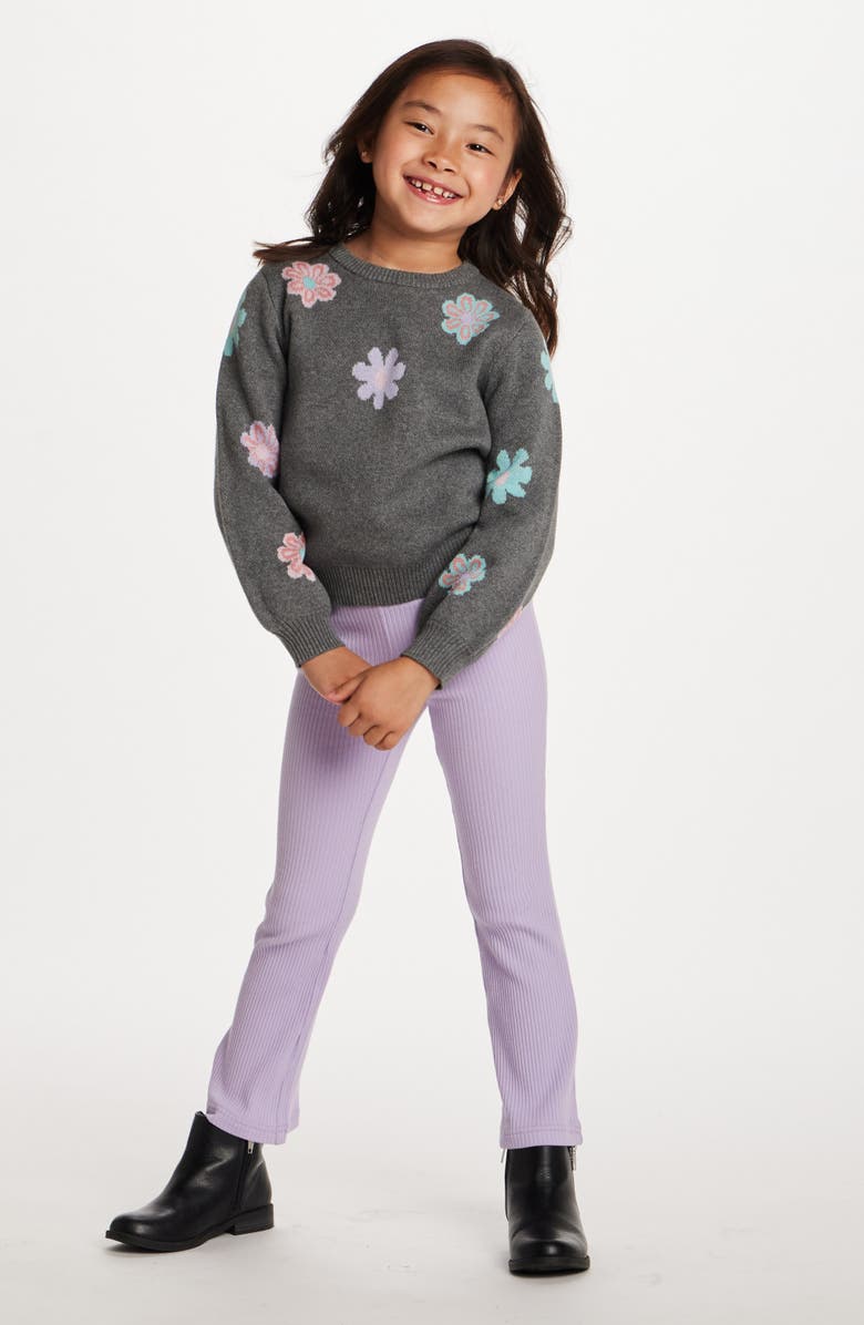 Andy & Evan Kids' Floral Sweater & Wide Leg Leggings Set, Alternate, color, Black Floral
