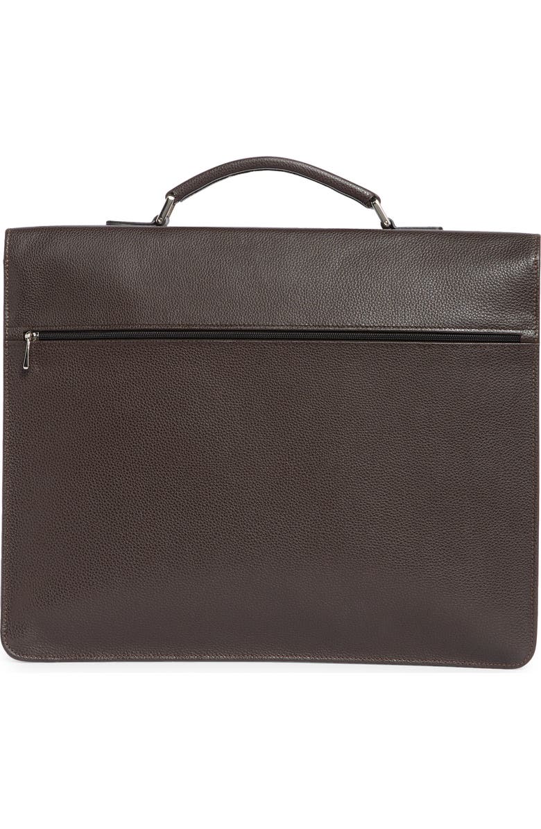 Longchamp Leather Flap Briefcase, Alternate, color, Moka