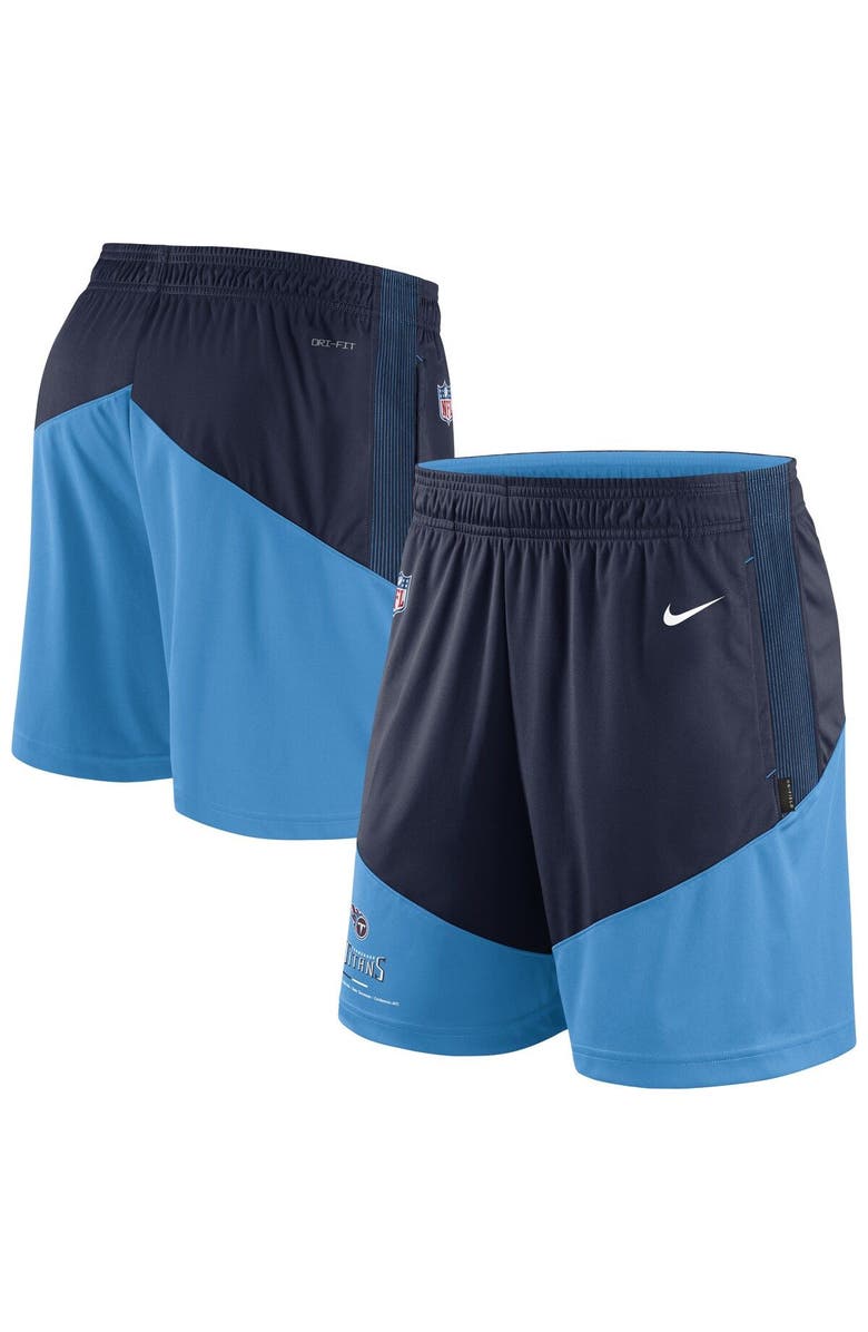 Nike Men's Nike Navy/Light Blue Tennessee Titans Sideline Primary Lockup Performance Shorts, Main, color, Navy