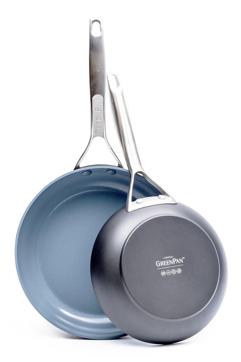 Paris 8-Inch & 10-Inch Anodized Aluminum Ceramic Nonstick Frying Pan Set, Main, color, GREY