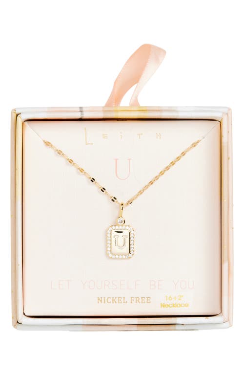 Leith Initial Pendant Necklace In U- Clear- Gold