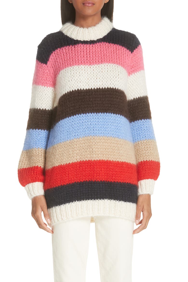 Julliard Multistripe Mohair & Wool Sweater, Main, color, WHITE