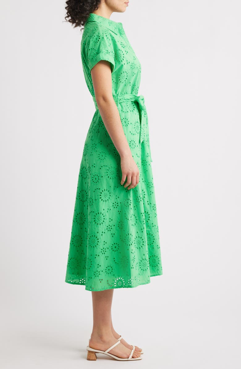 Caslon<sup>®</sup> Eyelet Embroidery Cotton Shirtdress, Alternate, color, Green Celtic