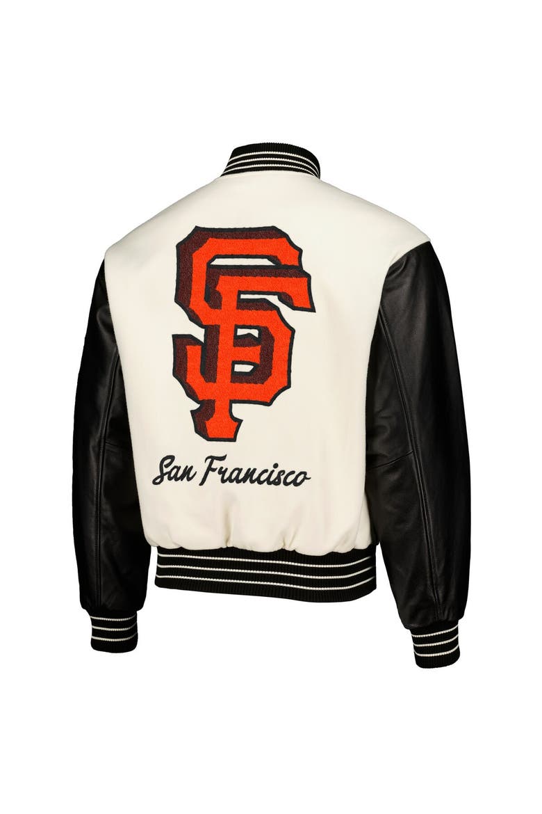 Men's PLEASURES White San Francisco Giants Full-Snap Varsity Jacket, Alternate, color, White