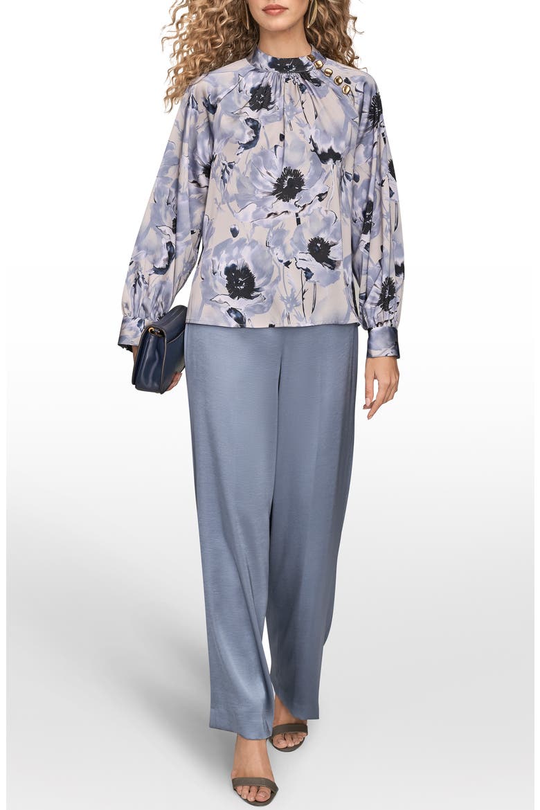 Floral Shoulder Button Long Sleeve Top, Alternate, color, VAPOR/ TEMPEST MULTI