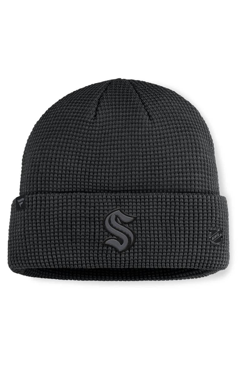 Men's Fanatics Black Seattle Kraken Authentic Pro Road Cuffed Knit Hat, Alternate, color, Black
