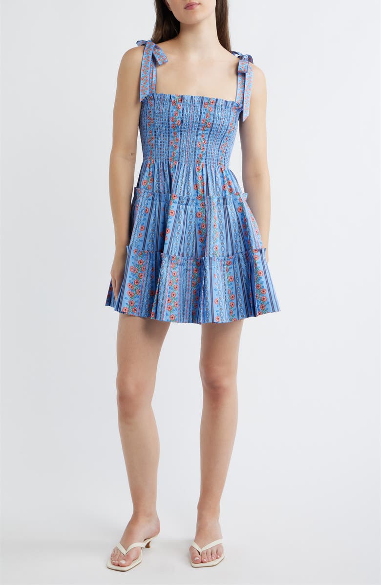 Hill House Home The Ribbon Nap<sup>®</sup> Minidress, Main, color, Floral Batik Stripe Blue