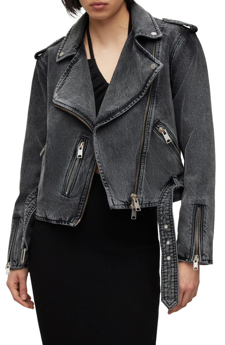 AllSaints Balfern Denim Biker Jacket, Main, color,