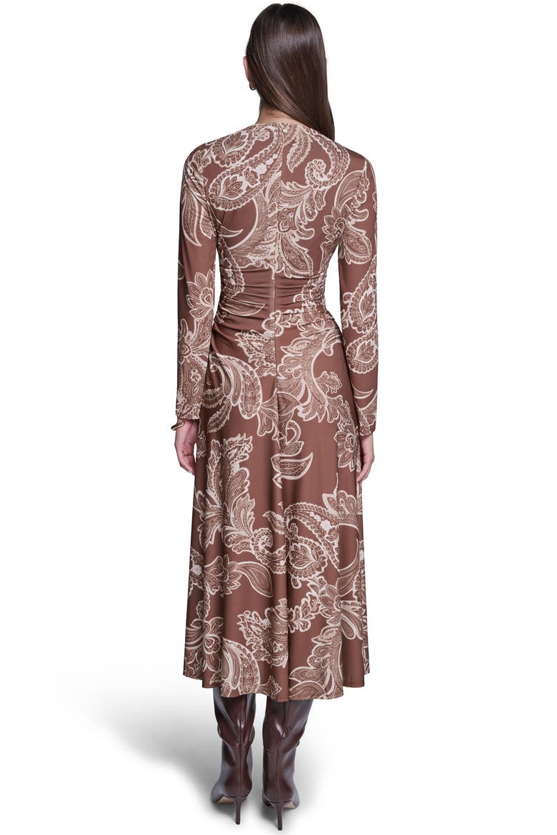 Long Sleeve Paisley Printed Jersey Midi Dress, Alternate, color, Tan Multi