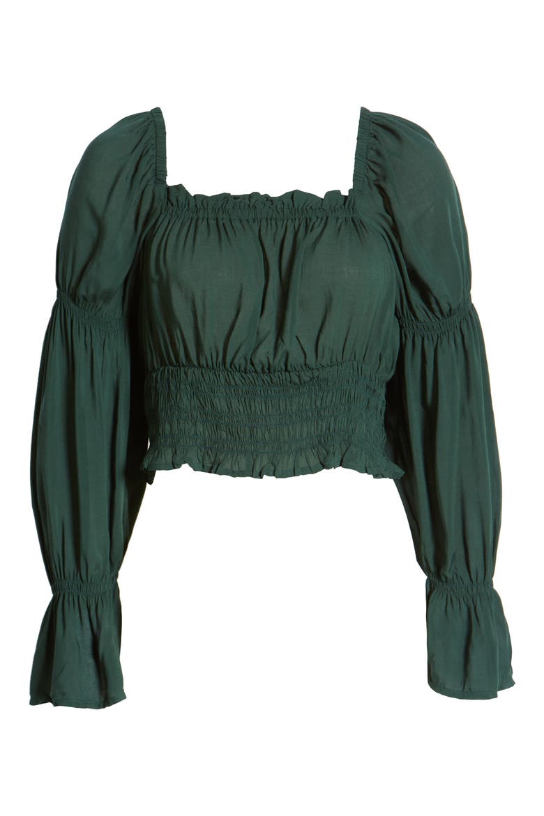 Flare Sleeve Smocked Blouse, Alternate, color, GREEN PARK