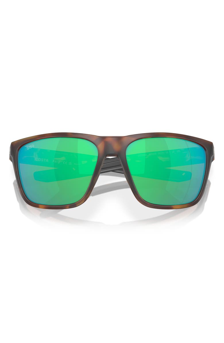Costa Del Mar Ferg 59mm Polarized Mirrored Rectangular Sunglasses, Alternate, color, Tortoise / Green Mirror 580G