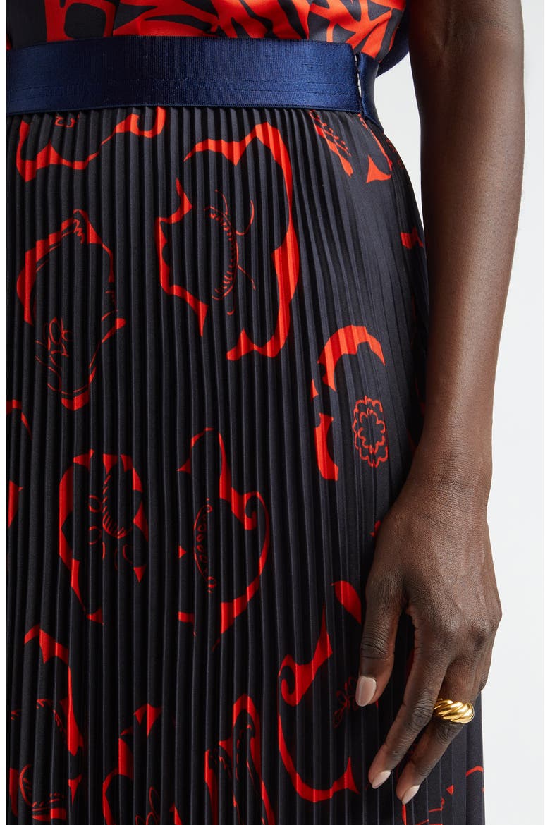 '50s Floral Print Pleated Skirt, Alternate, color, MIDNIGHT/ GERANIUM