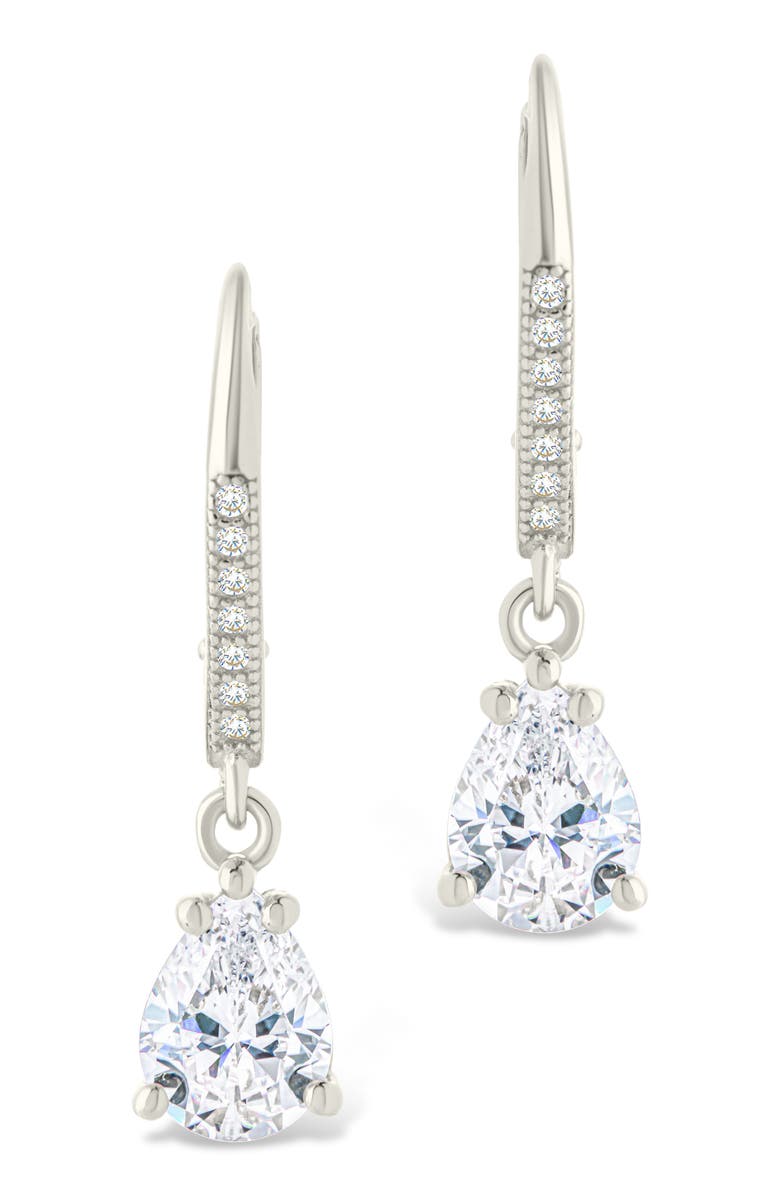 Sterling Forever Angelica Pear Cut Cubic Zirconia Drop Earrings, Alternate, color, Silver