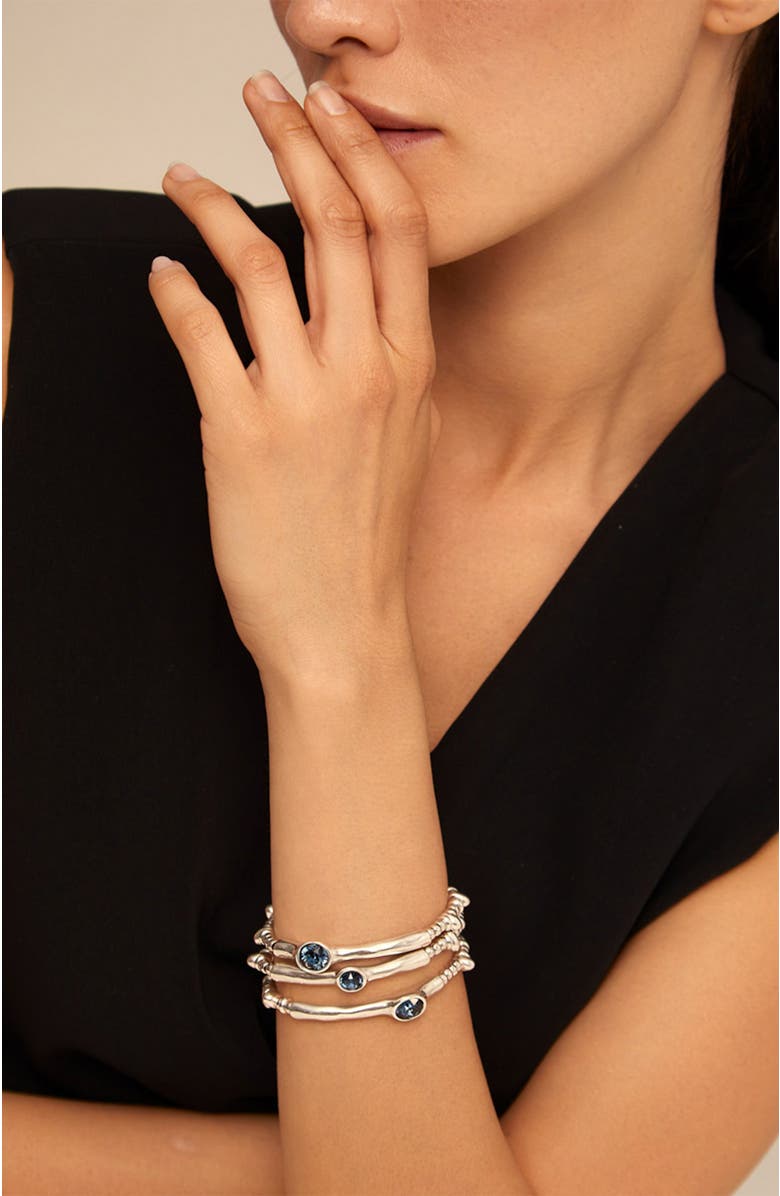 UNODE50 Azul Trinity Bead Bracelet, Alternate, color, Silver